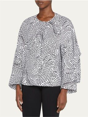 ZERO + MARIA CORNEJO  Black & White Printed Long-Sleeve Top-LIKE NEW